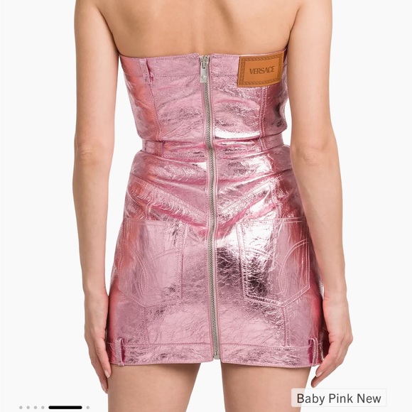 VersaceLaminated Leather Strapless Minidress